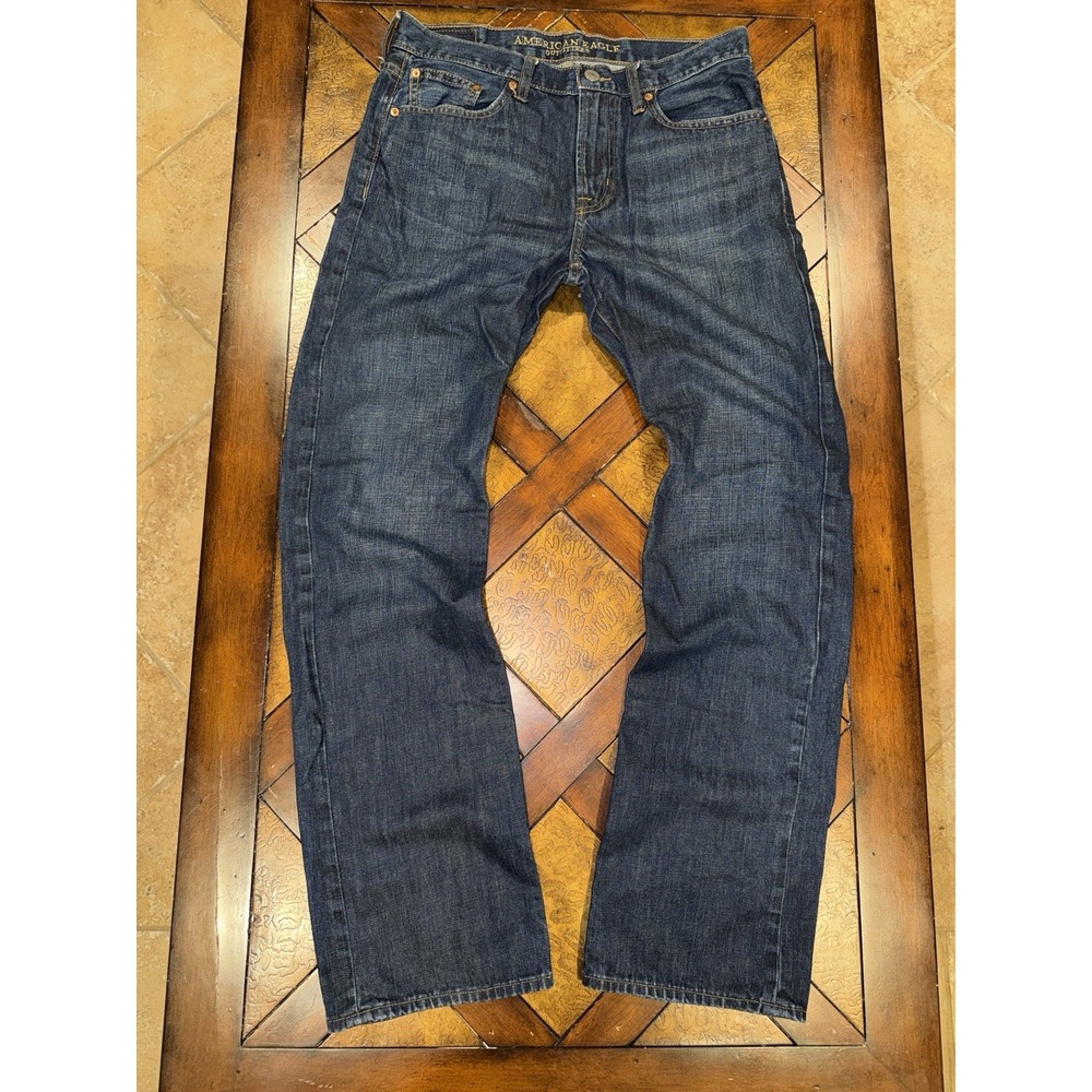 American Eagle Jeans Mens Measures 32X33 Tag 32x34 Blue Bootcut Easyflex Stretch
